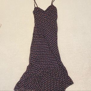 Reformation dark navy floral midi dress size 4